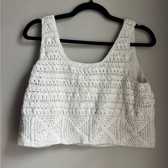 Lucky Brand White Crochet Tank Boho Festival Cottagecore Beach Resortwear Top S - Picture 3 of 3